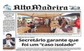 Capa do jornal Alto Madeira desta sexta-feira