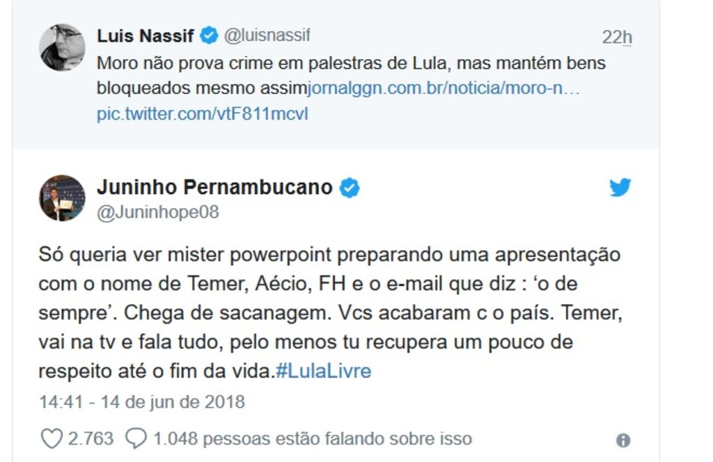 Juninho Pernambucano ironiza Dallagnol e pede 'Lula Livre' - Gente de Opinião