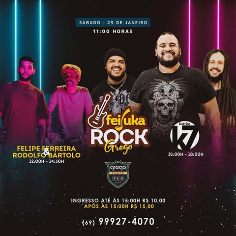 GASTRONOMIA & ROCK -   Dois shows vão agitar a Feijoada com Rock do Grego Original  - Gente de Opinião