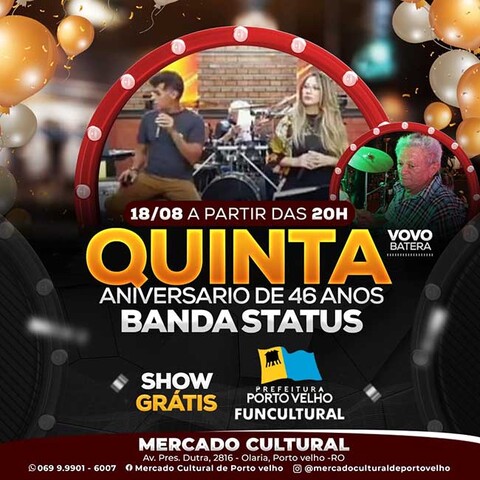 46 ANOS - Festa de aniversário da banda Status é hoje no Mercado Cultural - Gente de Opinião