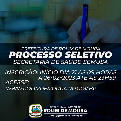 Prefeitura de Rolim de Moura anuncia teste seletivo para 18 vagas na Secretaria de Saúde - Gente de Opinião