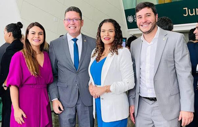 Deputado Maurício Carvalho acompanhado da Ex-Deputada Federal Mariana Carvalho ao lado do Governador Marcos Rocha e a Primeira-Dama Luana Rocha  - Gente de Opinião