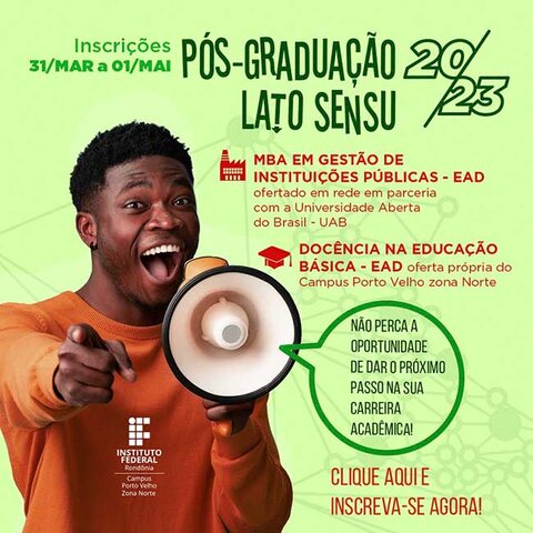 IFRO oferta 240 vagas em duas pós-graduações no Campus Porto Velho Zona Norte - Gente de Opinião