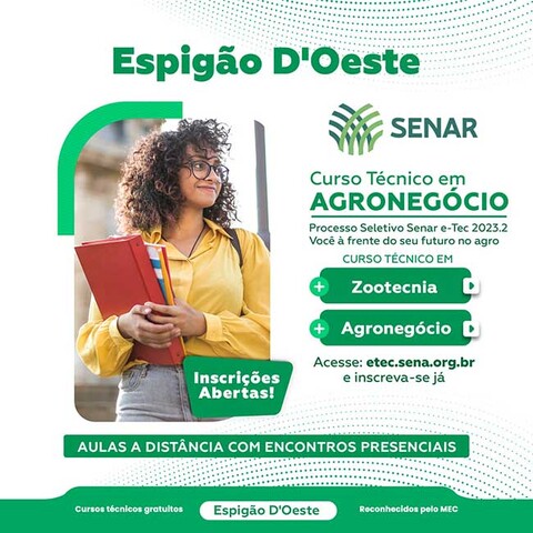 Espigão do Oeste terá cursos em Agronegócio e Zootecnia oferecidos pelo SENAR - Gente de Opinião