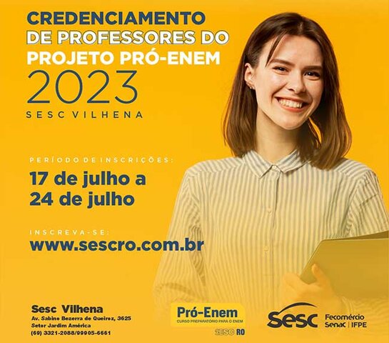 Sesc abre inscrições para contratação de professor do projeto Pró-Enem 2023 - Gente de Opinião