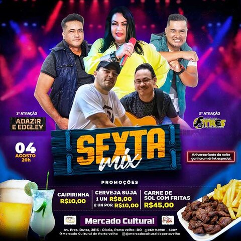 Hoje tem shows dos grupos Forró Melodia e Café Com Leite no Mercado Cultural - Gente de Opinião