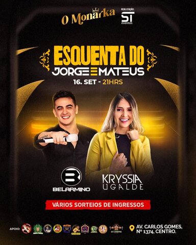 Jorge & Mateus - Sábado tem esquenta com Belarmino e Kryssia Ugalde no O Monarka  - Gente de Opinião