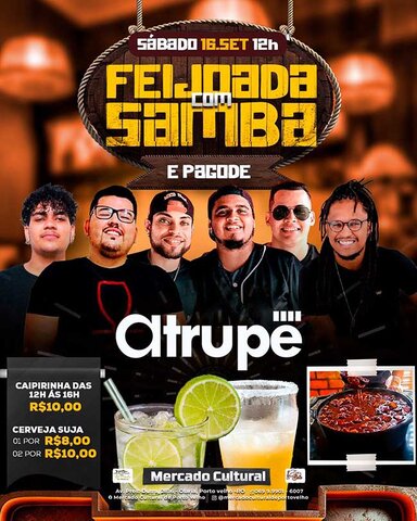 Grupo A Trupe estreia na "Feijoada com Samba e Pagode", a noite tem "Sábado Forrozeiro"  - Gente de Opinião