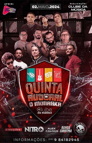 Clube da Música na Quinta Autoral no O Monarka com várias atrações - Gente de Opinião