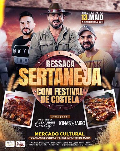 Festival de Costela: segunda tem show de Alexandre Nery e Jonas & Jaíro no Mercado Cultural - Gente de Opinião