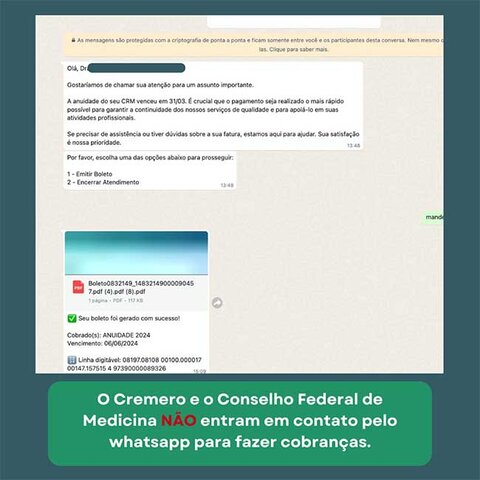 Cremero alerta médicos sobre golpe pelo whatsapp - Gente de Opinião