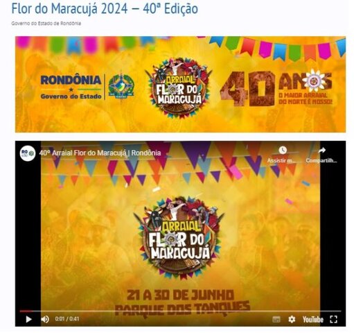 A programação completa do 40º Arraial Flor do Maracujá está disponível no Portal do Governo de Rondônia - Gente de Opinião