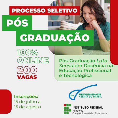 Campus IFRO Porto Velho Zona Norte oferta 200 vagas na Pós-Graduação Lato Sensu em Docência na Educação Profissional e Tecnológica - Gente de Opinião