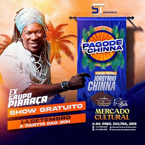 Atração Nacional -  Sábado tem show de Jorgynho Chinna, ex-grupo Pirraça, no Mercado Cultural - Gente de Opinião