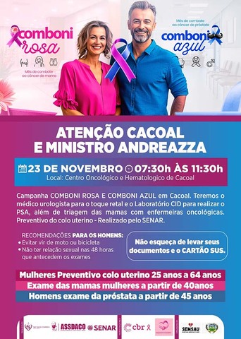 23 de novembro é dia de prevenção ao câncer em Cacoal - Gente de Opinião