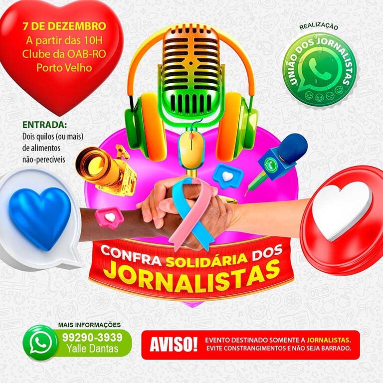 Confraternização Solidária - 12ª Festa dos jornalistas é dia 07/12, primeiro sábado de Dezembro, no Clube da OAB - Gente de Opinião