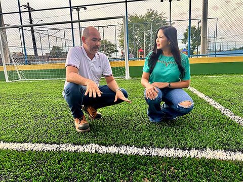 Cristiane Lopes acompanha fase final da revitalização do Campo do Abobrão e destaca investimento de R$ 3 milhões para a obra