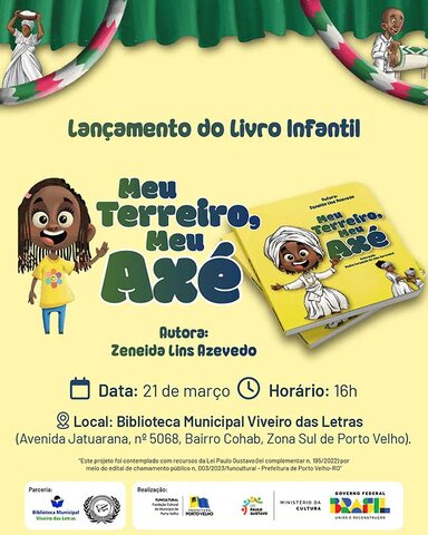 Lançamento do livro infantil “Meu Terreiro, meu Axé!” acontece na próxima semana em Porto Velho - Gente de Opinião