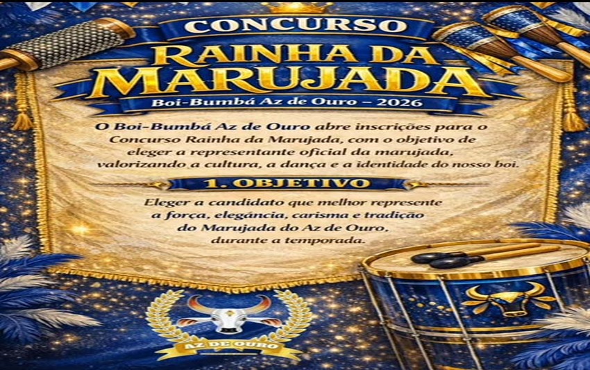 Boi-Bumbá Az de Ouro abre inscrições para o concurso "Rainha da Marujada 2026"