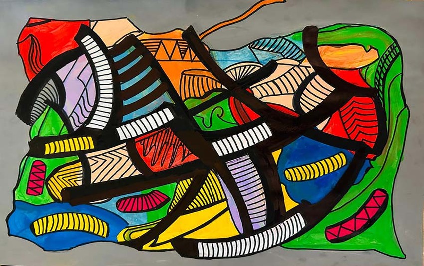 Degraus de Acesso, acrílica sobre cartão (Viriato Moura)