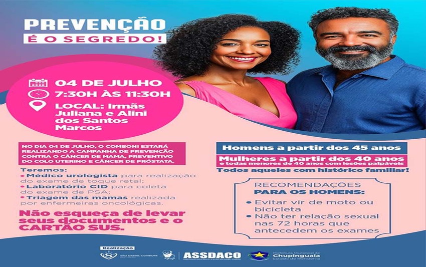 ASSDACO chega a Chupinguaia no sábado (04) para mais uma Campanha de prevenção ao câncer